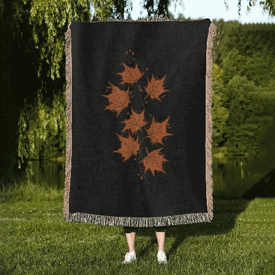 Brown Maple Leaves Woven Blankets