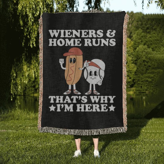 Wieners Home Runs Funny Baseball Player Woven Blankets