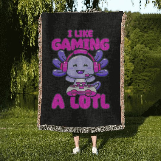 Gaming, Axolotl, Gaming, Video Game, Unicorn Gamer Woven Blankets