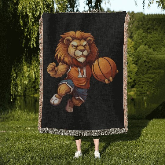 Basketball player lion Woven Blankets