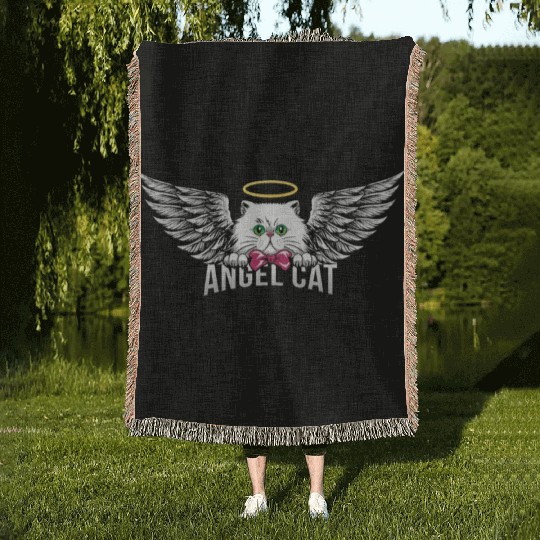 Angel Persian Cat Woven Blankets