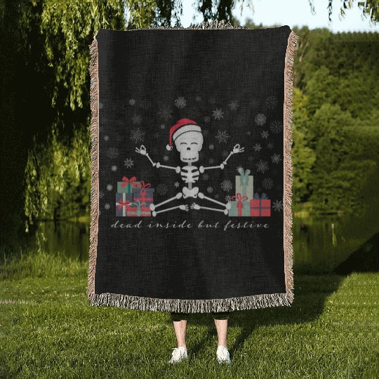 Dead Inside but Festive Woven Blankets