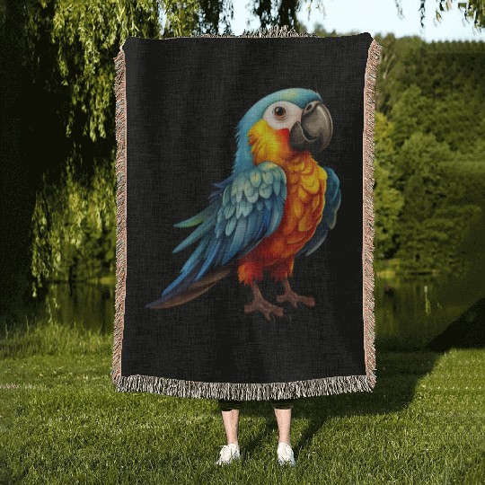 Macaw Parrot for a Bird Lover Animal Lover Woven Blankets