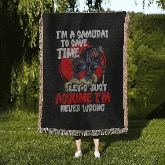 Fighter Martial Arts Fighter Katana Woven Blankets