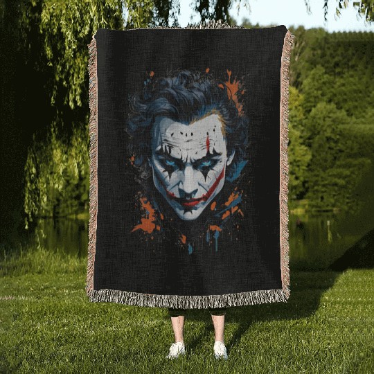Chaos in Colors: Vibrant Joker Face Woven Blankets