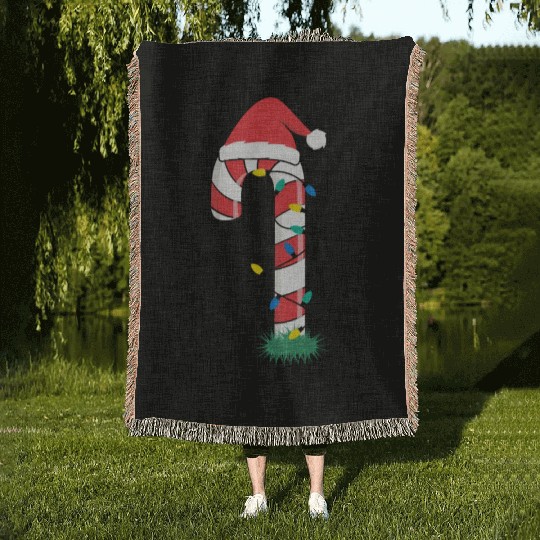Christmas Candy Cane Santa Xmas Kids Toddler Youth Woven Blankets