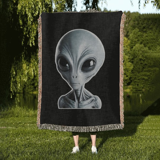 Grey Alien Woven Blankets