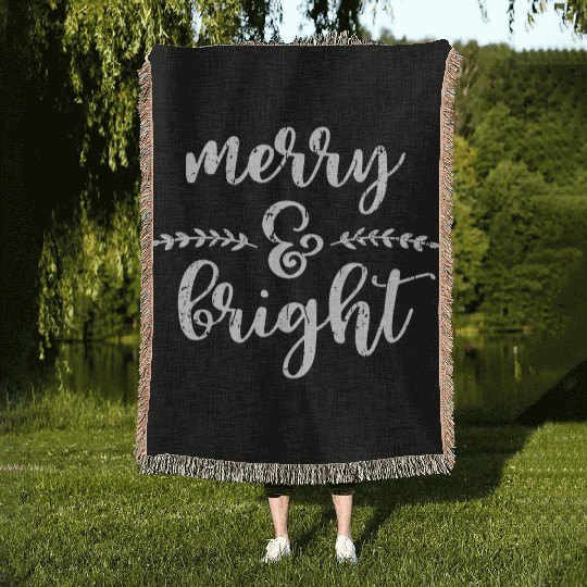 Merry And Bright Meme Funny Christmas Vintage Woven Blankets