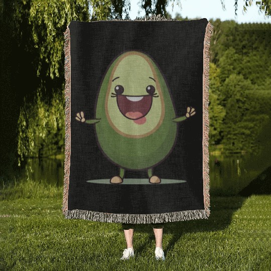 Happy Avocado Woven Blankets