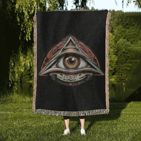 Illuminati world society symbol Woven Blankets
