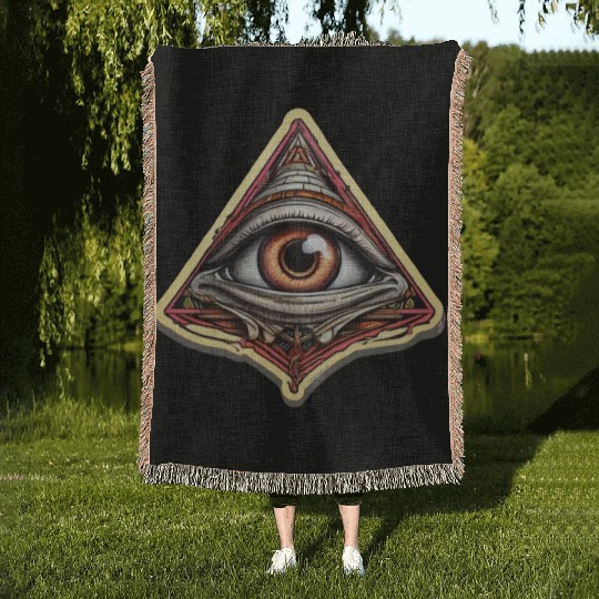 Illuminati one eye symbol of freedom world society Woven Blankets