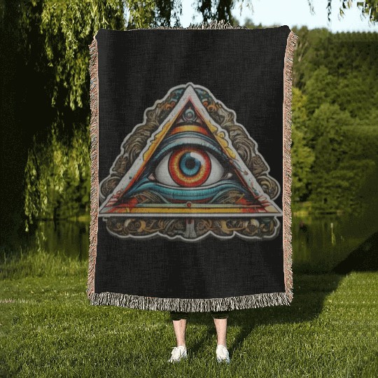 secret society illuminati Woven Blankets