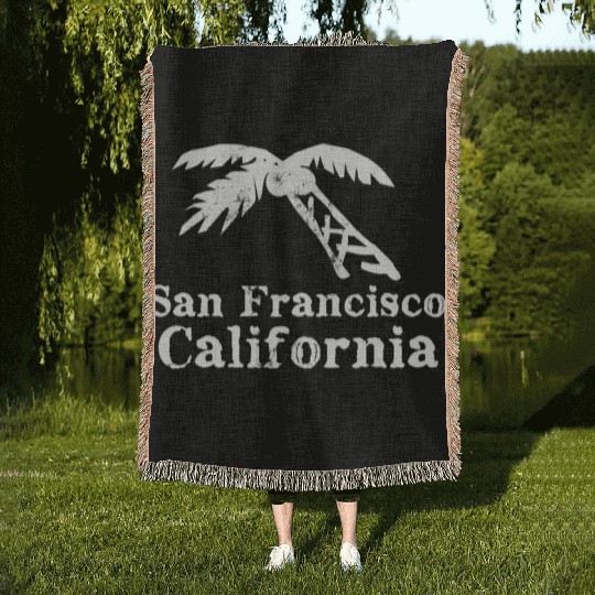 San Francisco California Palm Tree Souvenirs Gifts Woven Blankets