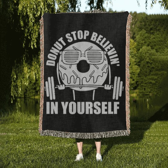 Fitness Donut Funny Donut Gym Woven Blankets