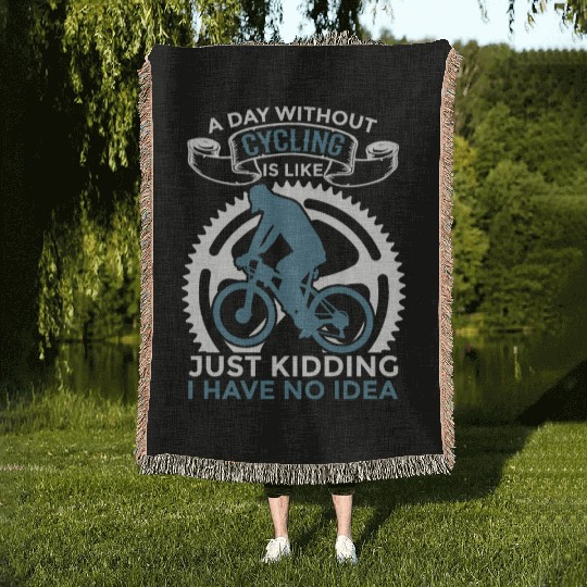 Motivational Cycling Quote Woven Blankets