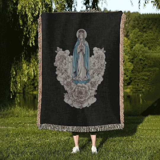 Mother of Jesus Woven Blankets