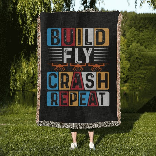 Build Fly Crash Repeat Woven Blankets