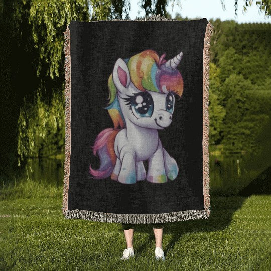 Baby Rainbow Unicorn Woven Blankets