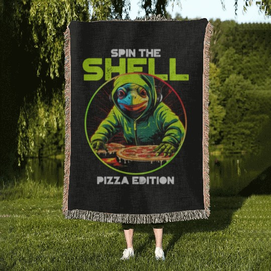 Spin the Shell: Pizza Edition Woven Blankets