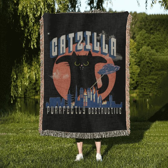 Catzilla king of cats,movie parody Woven Blankets