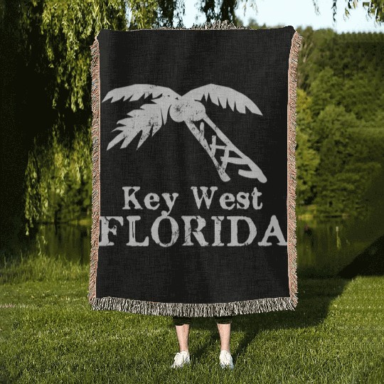 Key West Florida Palm Tree Souvenirs Gifts Woven Blankets