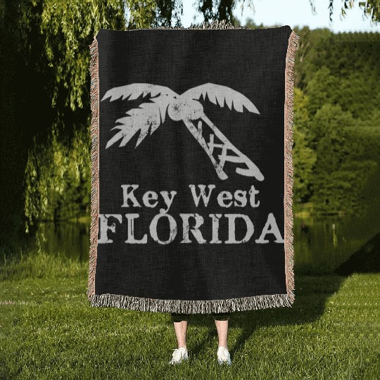 Key West Florida Palm Tree Souvenirs Gifts Woven Blankets