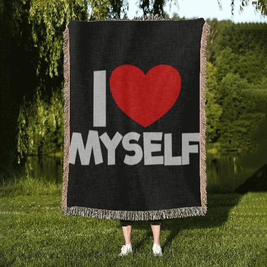 I Love Myself Red Heart Self Love Affirmation Woven Blankets