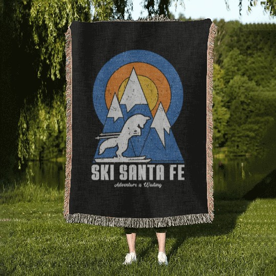 Retro Ski Santa Fe White Fox Woven Blankets