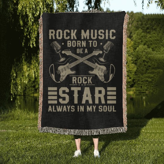 Rock Hard Rock Guitar Rockabilly Woven Blankets