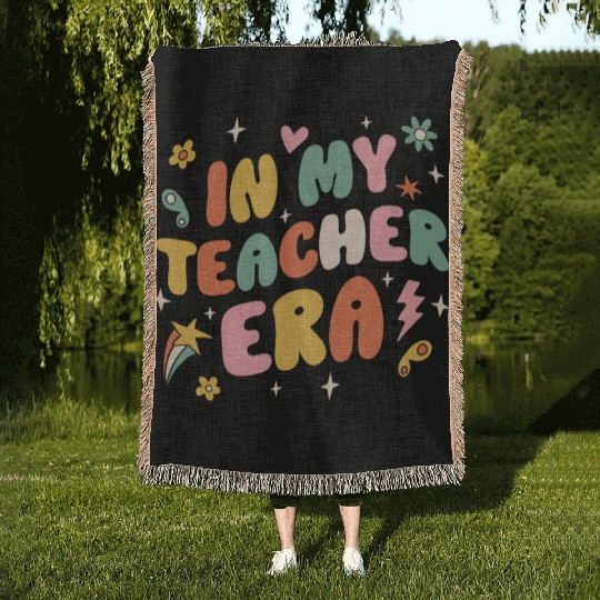 In My Teacher Era Groovy Woven Blankets