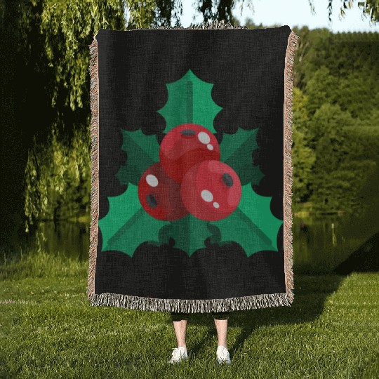 mistletoe christmas Woven Blankets