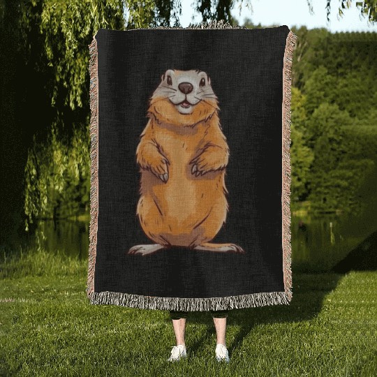 Groundhog Marmot for a Marmot lover groundhog fan Woven Blankets