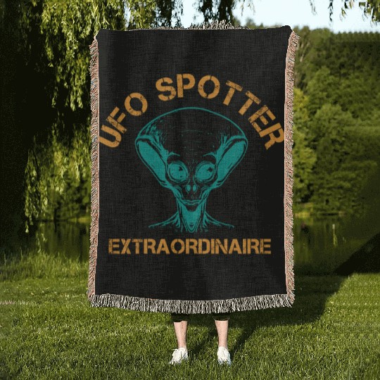 Alien, Aliens, UFO, UAP, Space Unknown Flight Woven Blankets