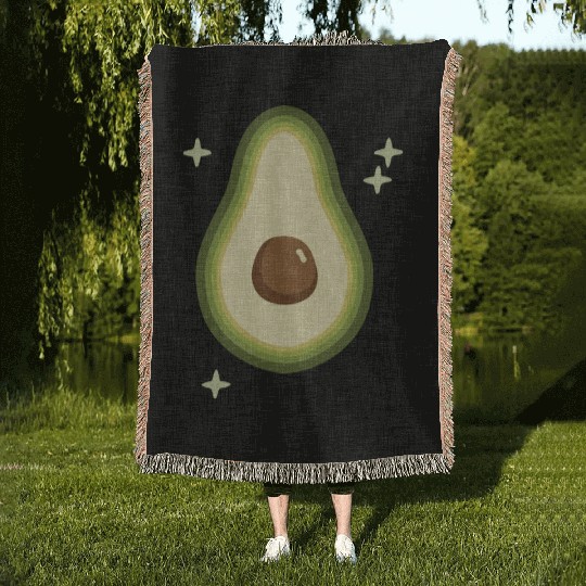 Avocado Green Stars Woven Blankets