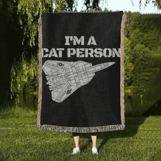 I'm Cat Person F14 Tomcat Fighter Jet Schematicf14 Woven Blankets