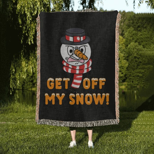 Snowman Angry Get OFF my Snow! Funny Woven Blankets