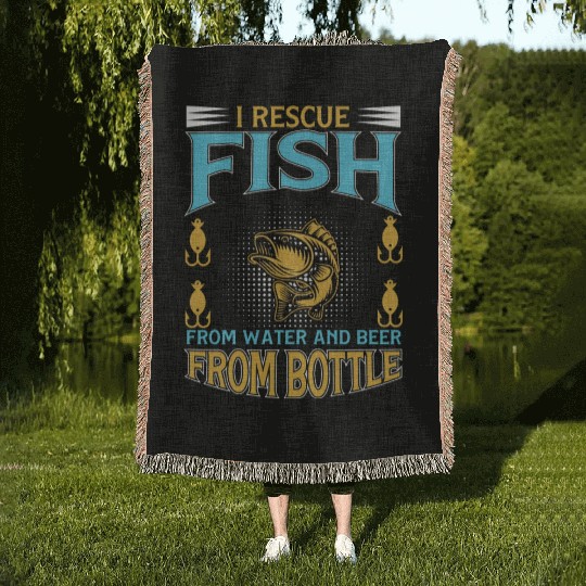 I Rescue Fish From Water And Beer From Bottle Woven Blankets