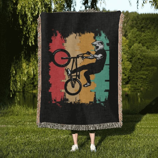 Old School Bmx | Retro Bmx Bike Woven Blankets