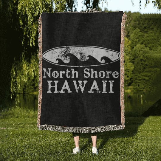 North Shore Hawaii Surfboard Souvenirs Gifts Woven Blankets