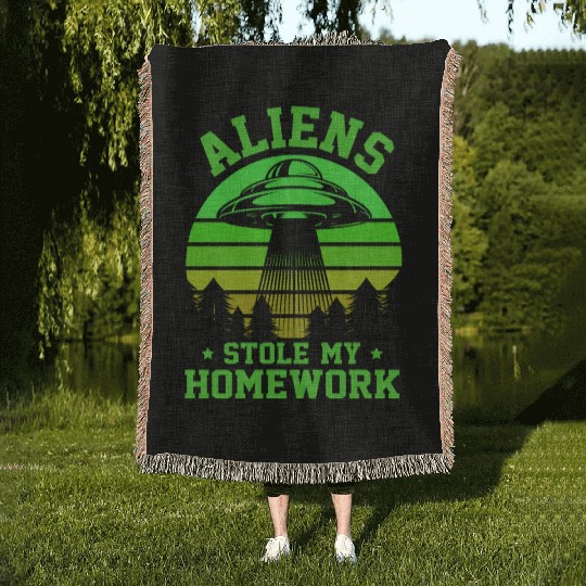 Alien, Aliens, UFO, UAP, Space Unknown Flight Woven Blankets