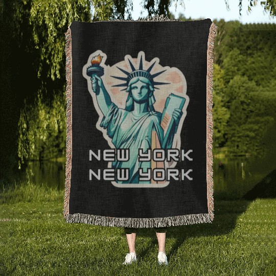 New York - Statue of Liberty Woven Blankets
