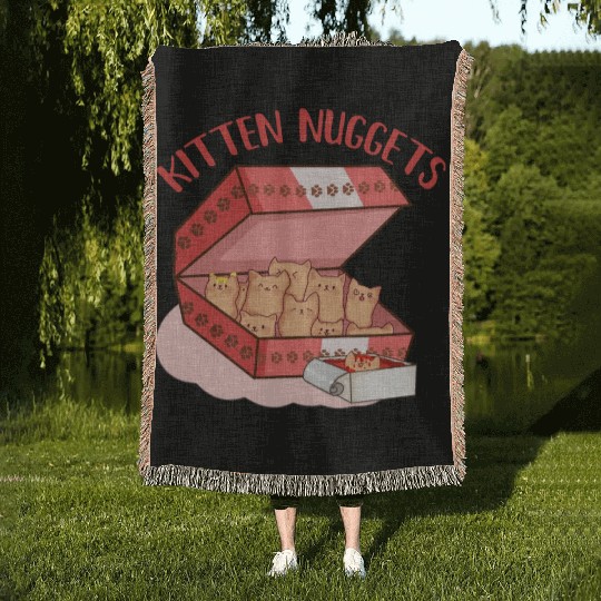 Funny Kittens as Chicken Nuggets, Cat Lover Woven Blankets