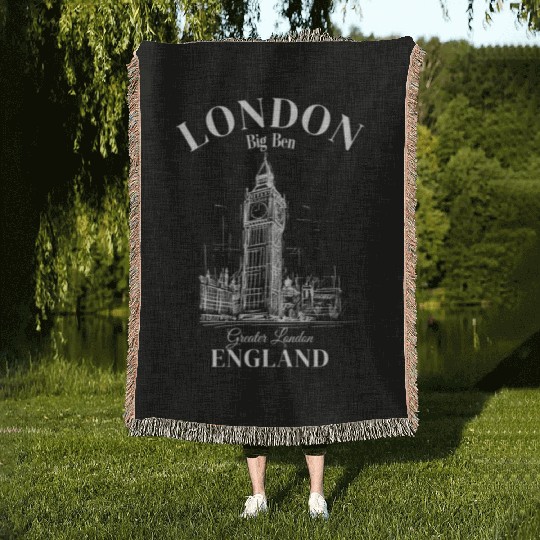 London Big Ben England Woven Blankets