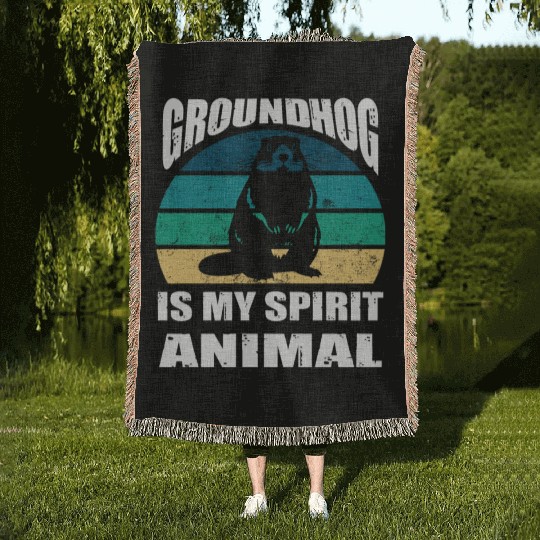 groundhog is my Spirit Animal Woven Blankets