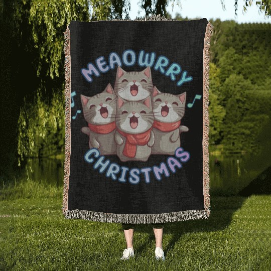 Christmas Kittens sing lovely Christmas song Woven Blankets