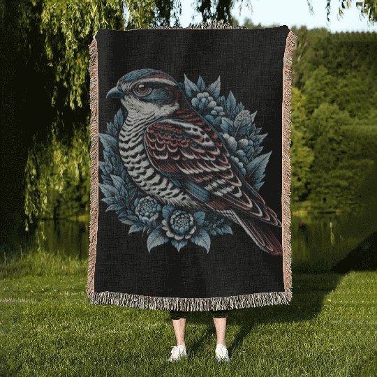 Sparrow Hawk Bird of Prey Woven Blankets for Avid Bird Lovers