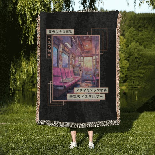 Japanese Aesthetic Subway Streetwear Vaporwave Ret Woven Blankets