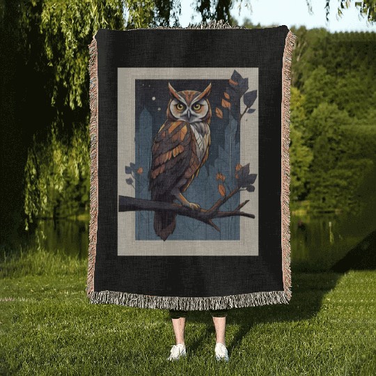 Night Owl Geometry Woven Blankets