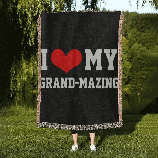 I Love My Grandma Amazing Puns Fun Mothers Day Kid Woven Blankets