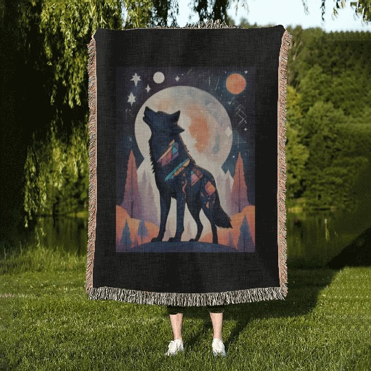 Dreamy Fox Constellation Woven Blankets